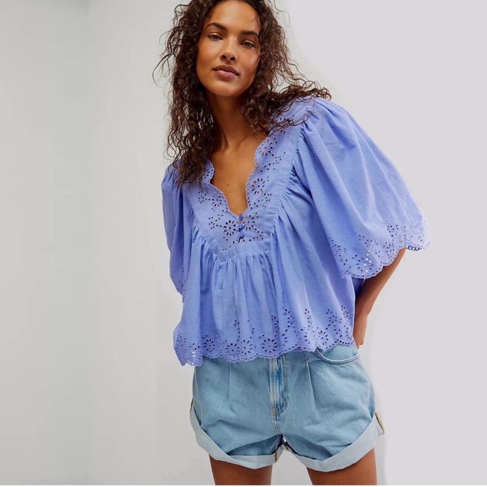 free people costa eyelet top